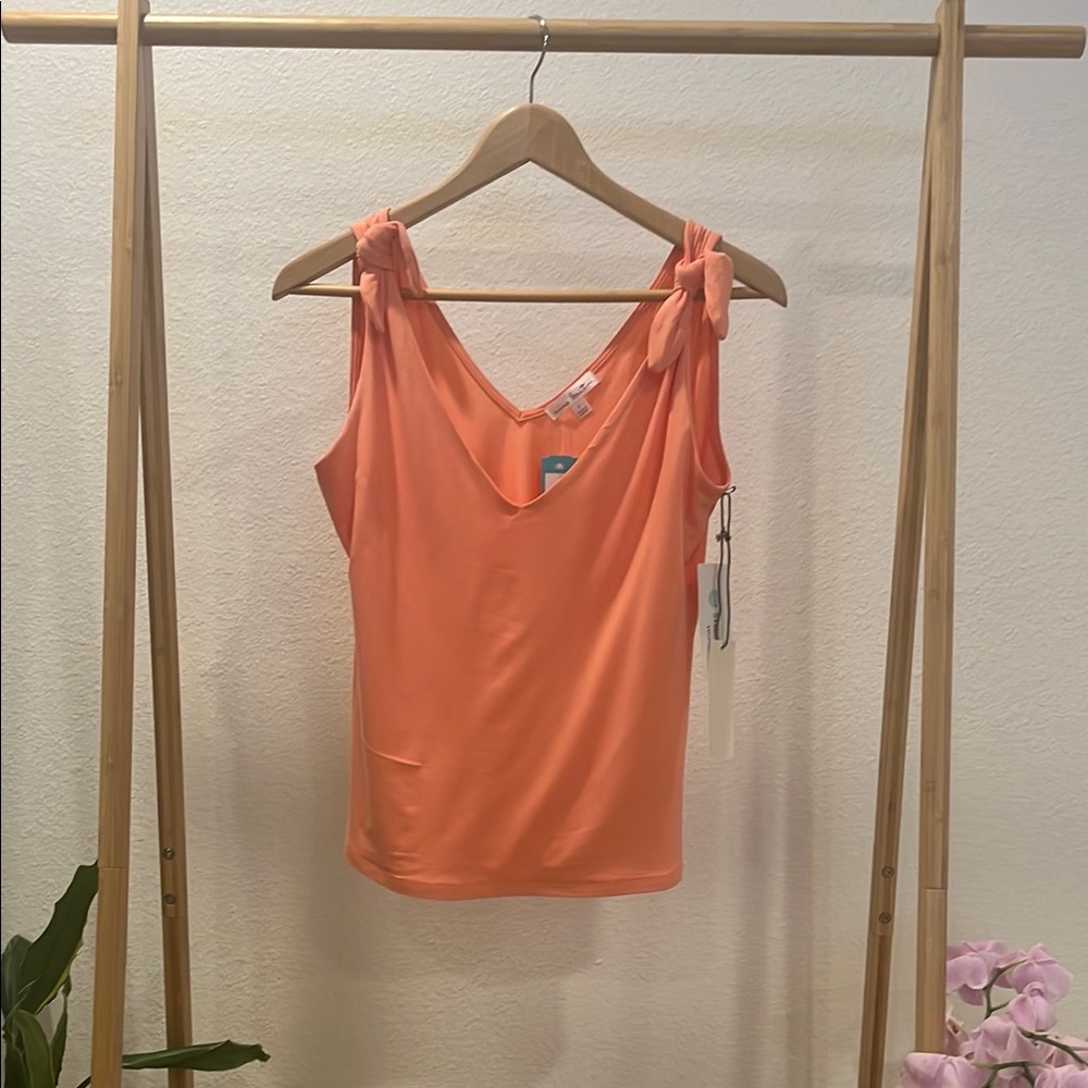 Nine Britton Pink Sleeveless Tie Front Tank Top